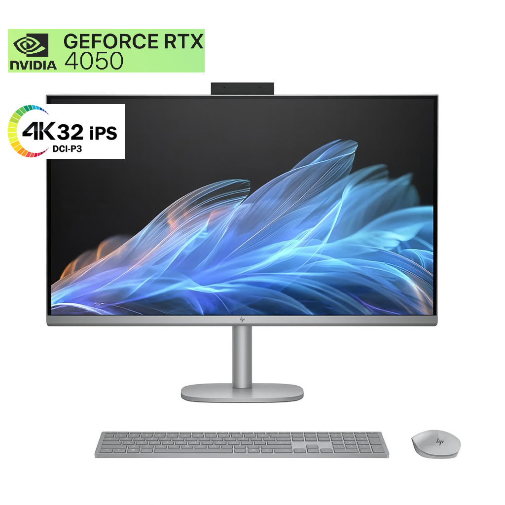TJM All in One HP OmniStudio X 32-C0000NA, Intel Core Ultra 7-155H, RAM 32GB, SSD 1TB, NVIDIA RTX 4050 6GB, 32 Inch 4K UHD IPS, Meteor Silver