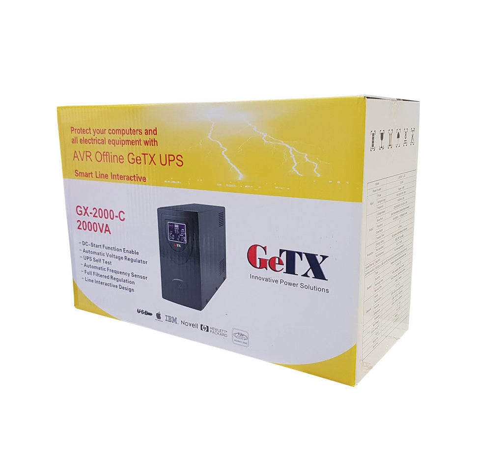TJM UPS GeTX GXK-2000-C (2000VA, 2KV) Line interactive , 12V9Ax2 Battery - Yellow Box