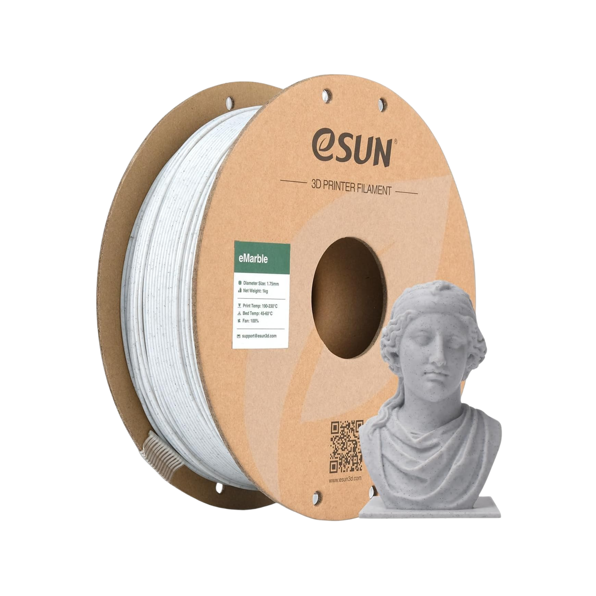 TJM Esun PLA-Marble 3D Printing Filament 1KG - Grey
