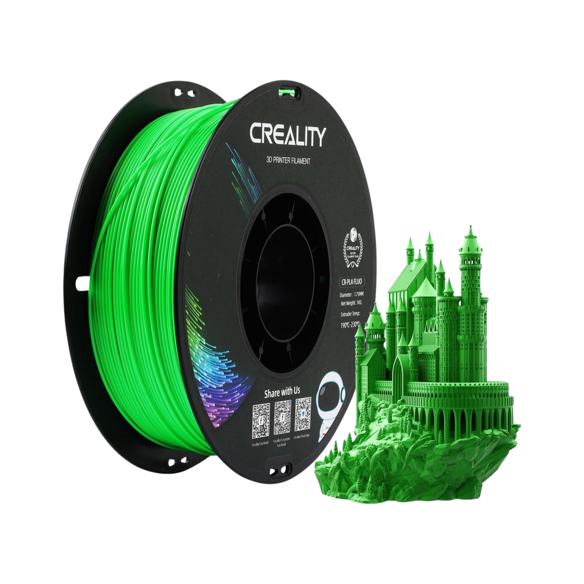 TJM Creality CR-PLA Fluo Green 3D Printing Filament 1KG