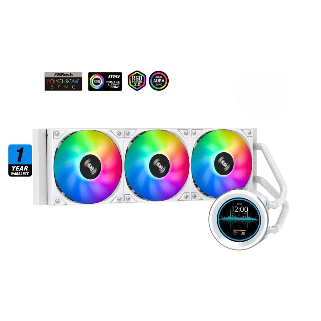 TJM SAMA SM360 PRO ARGB Liquid CPU Cooler - White
