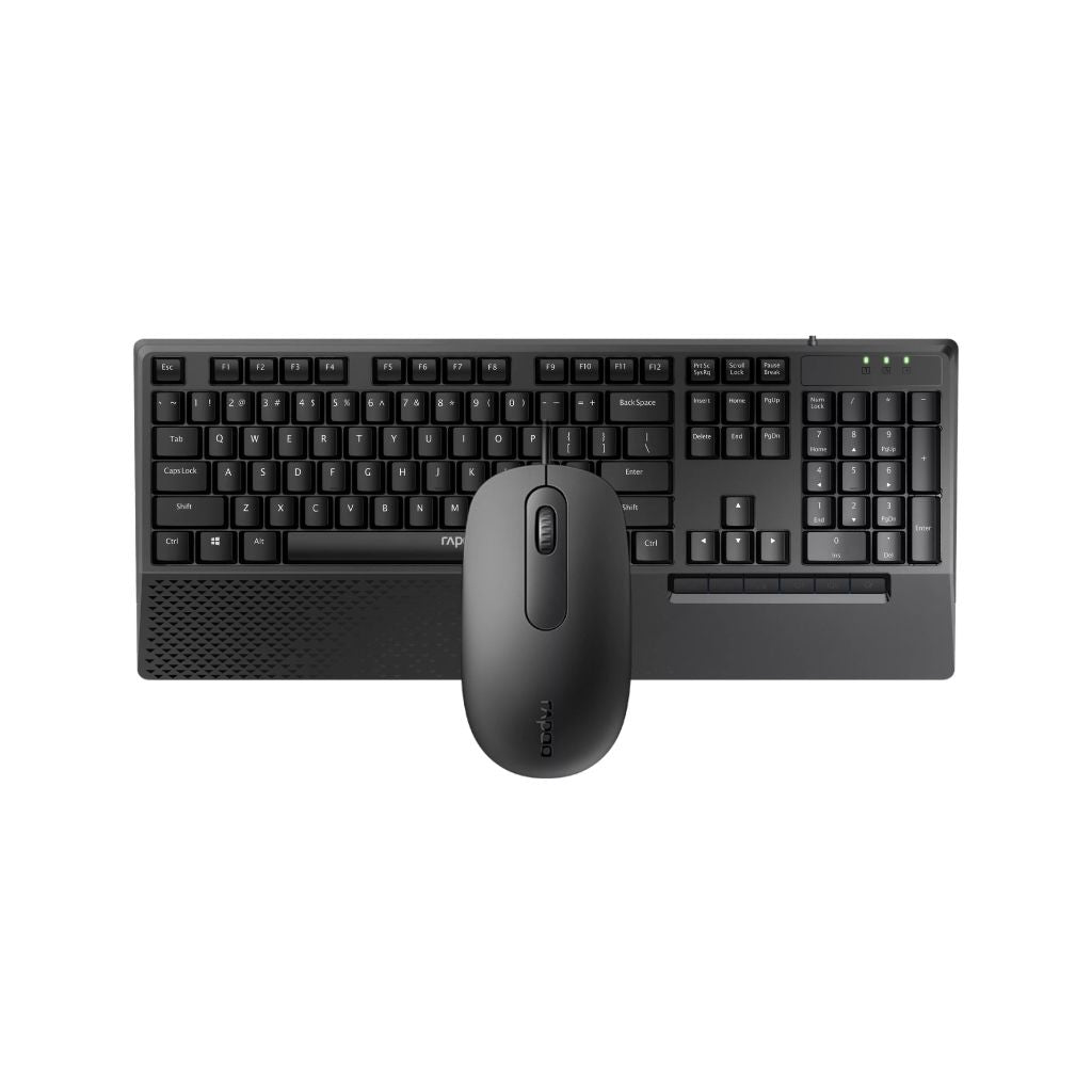 TJM Rapoo NX2000 Wired Keyboard and Mouse Kit - Black