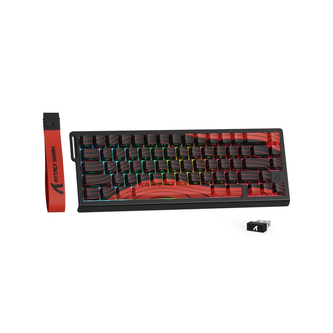TJM ATTACK SHARK X68 Pro Magnetic Wireless Keyboard - Red and Black
