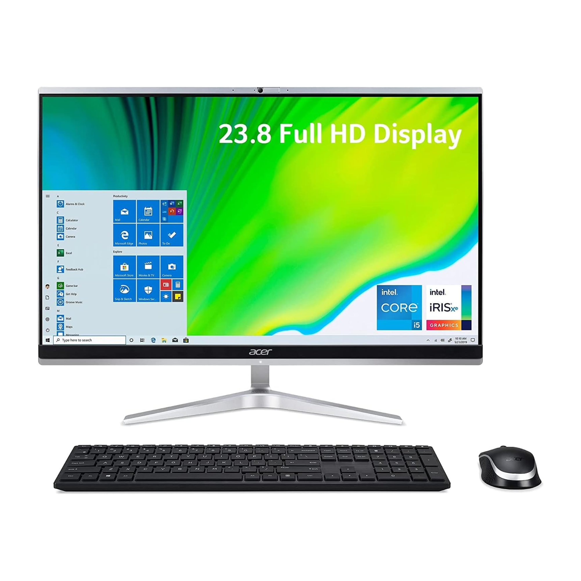 TJM All In One Acer Aspire C24-1651, Intel Core i5-1135G7, RAM 8GB, SSD 512 + 1TB HDD (Upgraded) NVIDIA MX450 2GB, 24 FHD Touchscreen IPS, Silver