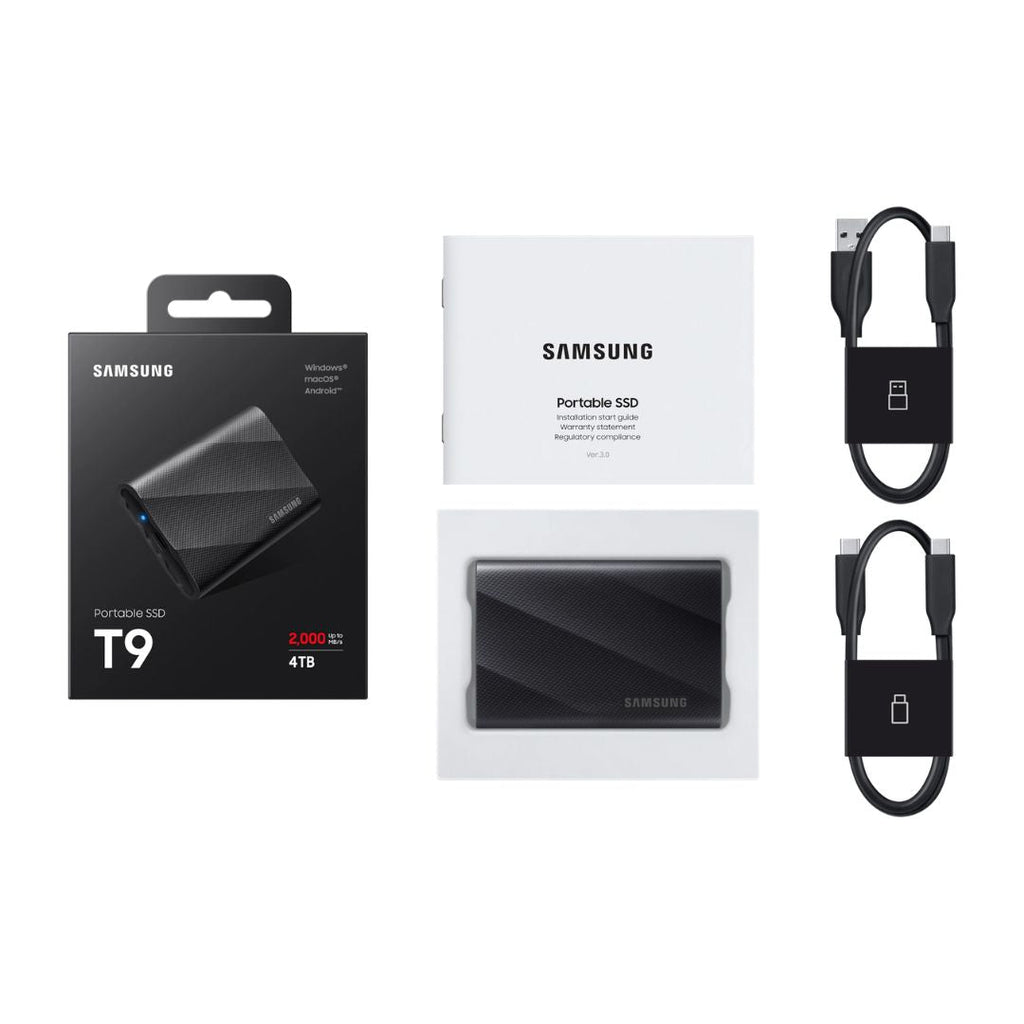 TJM Samsung T9 4TB Portable External SSD, Black