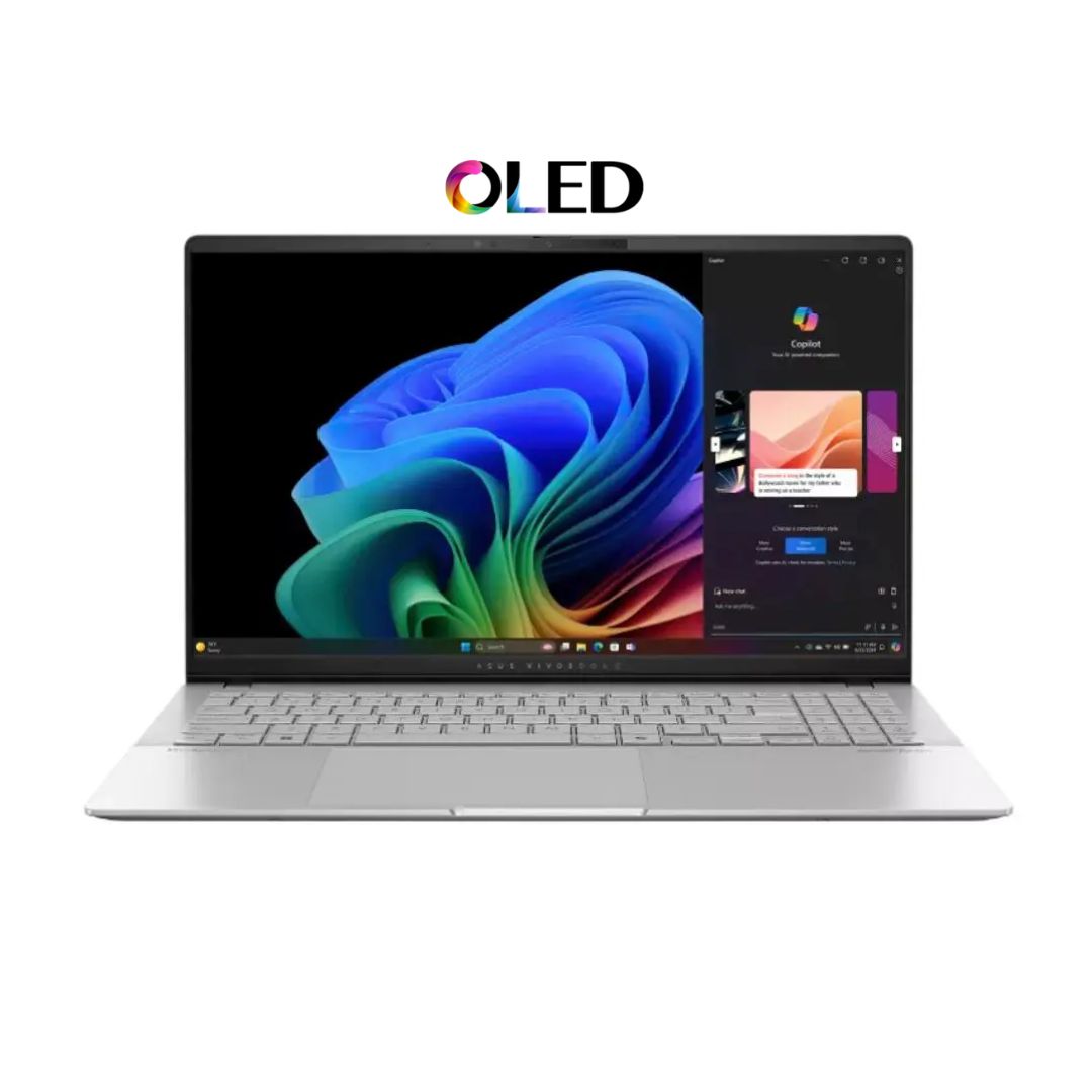 TJM Asus Vivobook S 15 K5507QA-MA048W, Snapdragon X Plus, RAM 16GB, 1TB SSD, Qualcomm® Adreno™, 15.6 3K OLED 120Hz, Cool Silver