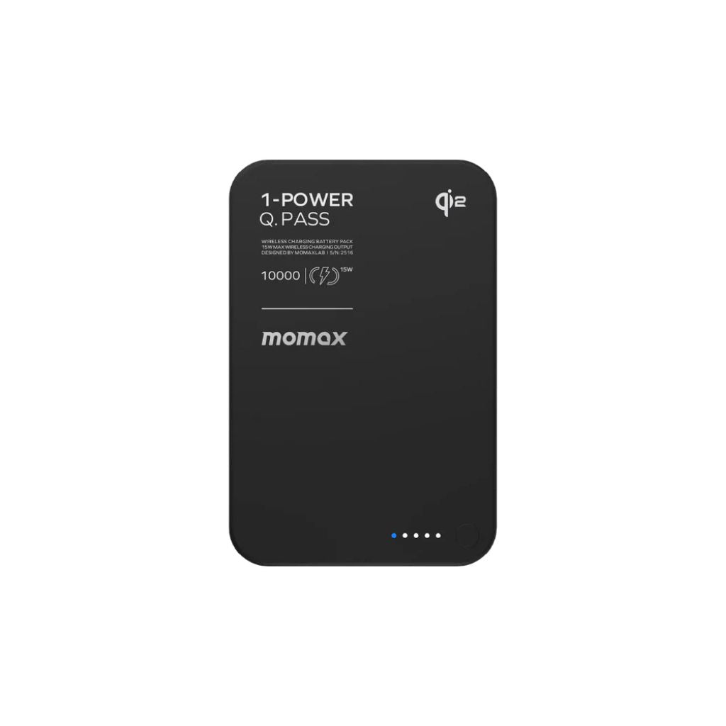 TJM Momax 1-Power Q.Pass 10000mAh Qi2 Magnetic Wireless Power Bank - Black