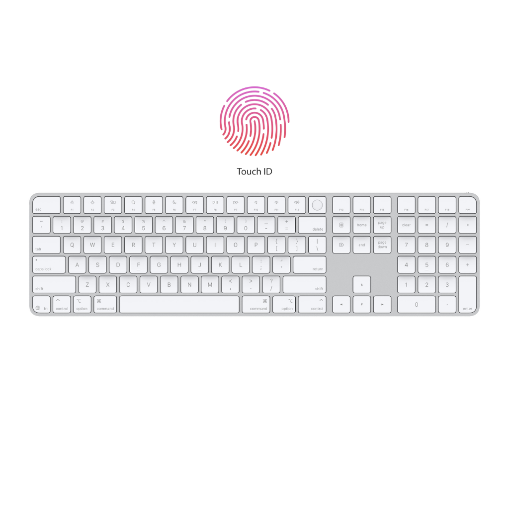 TJM Apple Magic MXK73LL/A Keyboard with Touch ID and Numeric Keypad (US English) - White Keys
