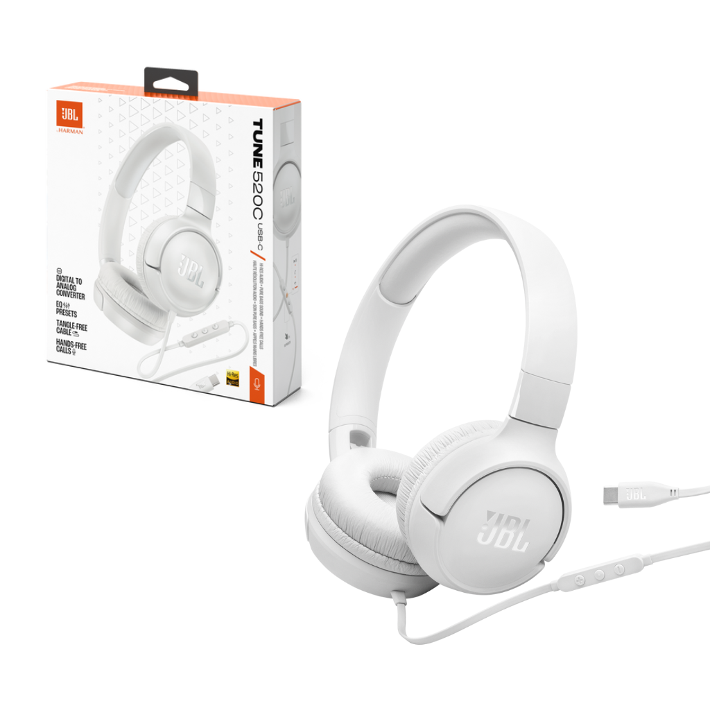 TJM JBL Tune 520C USB-C Hi-Res Wired On-ear headphones - White