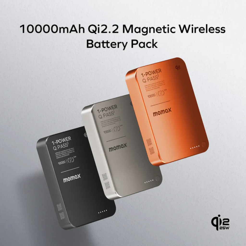 TJM Momax 1-Power Q.Pass 10000mAh Qi2 Magnetic Wireless Power Bank - Desert Titanium