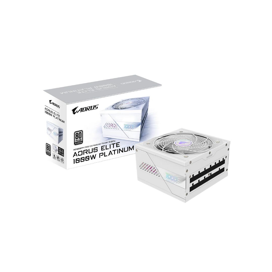 TJM Gigabyte AORUS ELITE GP-AE1000PM ICE, Full Modular, 1000W 80+ Platinum, PCIe 5.1 - White