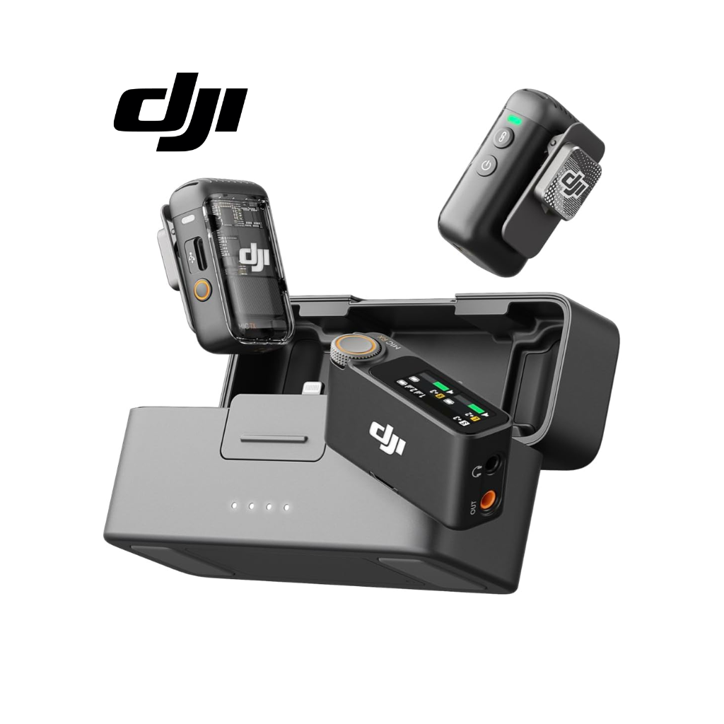 TJM DJI Mic 2 (2 TX + 1 RX + Charging Case) Wireless Lavalier Microphone