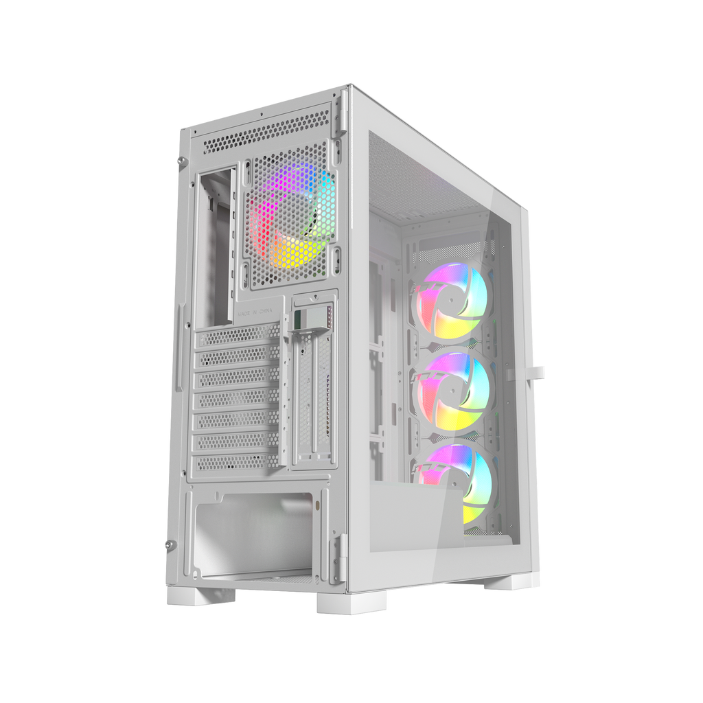 TJM Raptor 290-XL ARCTIC HAWK RGB Mid Tower Case - White