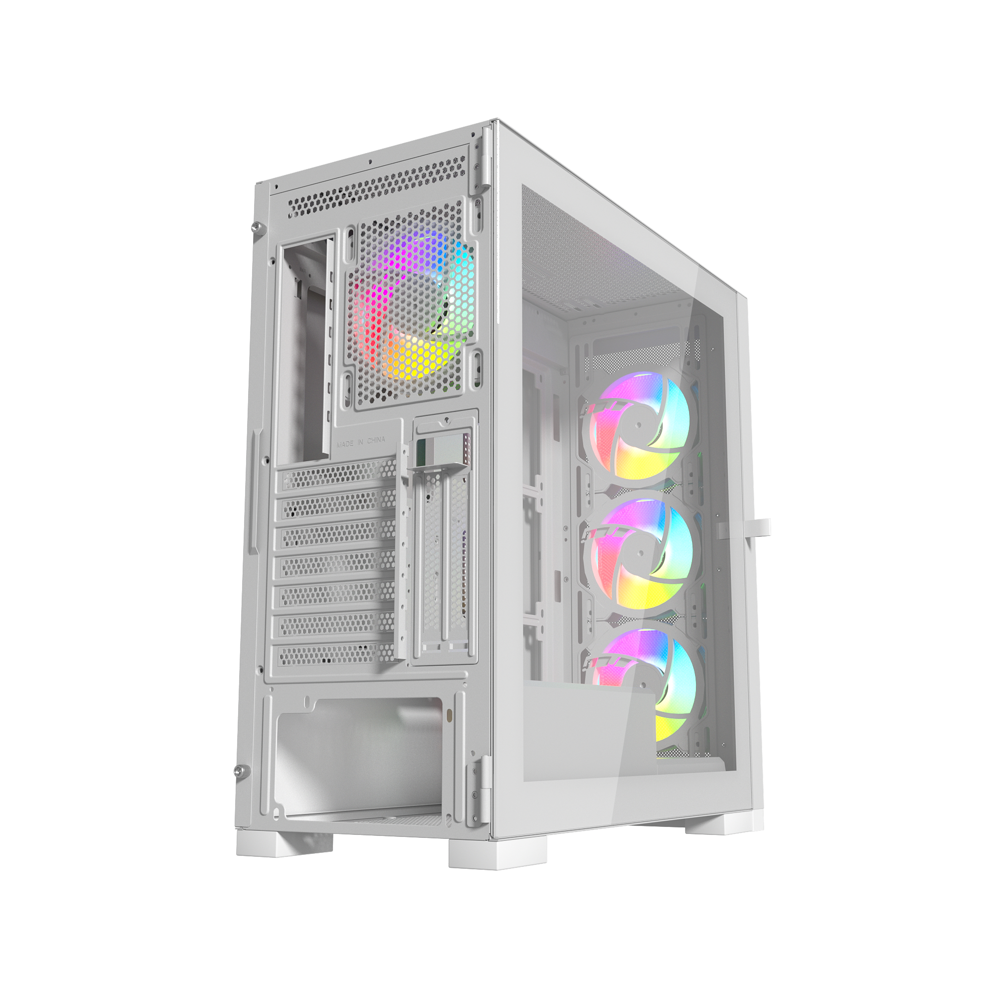 TJM Raptor 290-XL ARCTIC HAWK RGB Mid Tower Case - White