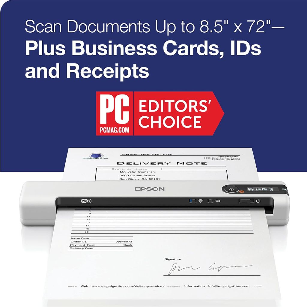 TJM Epson DS-80W Wireless Portable Sheet-fed Document Scanner
