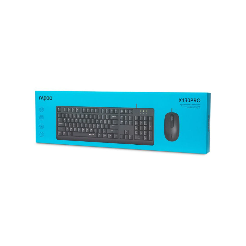 TJM Rapoo X130 PRO Wired Optical Combo Kit Keyboard & Mouse