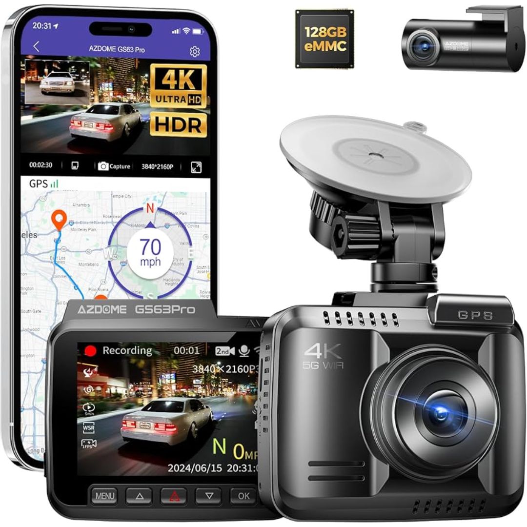 TJM AZDOME GS63H Pro 4K with No-Light Full-Color Night Vision Dash Cam - Black