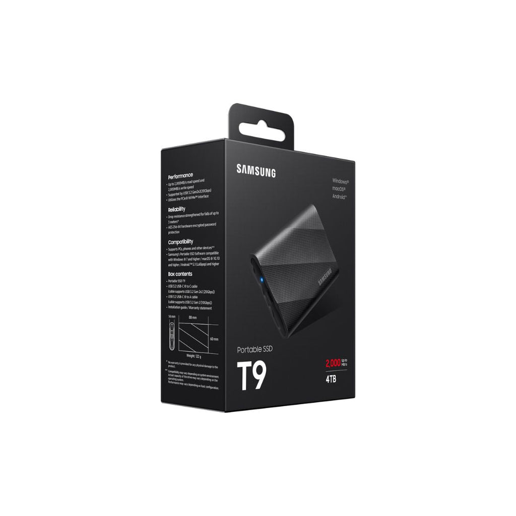TJM Samsung T9 4TB Portable External SSD, Black