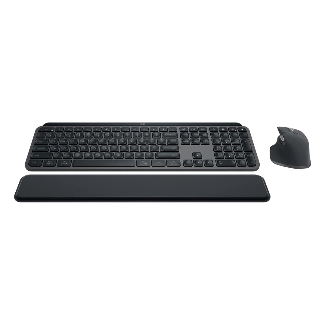 TJM Logitech MX Keys S Combo - Performance Wireless Keyboard & Mouse with Palm Rest