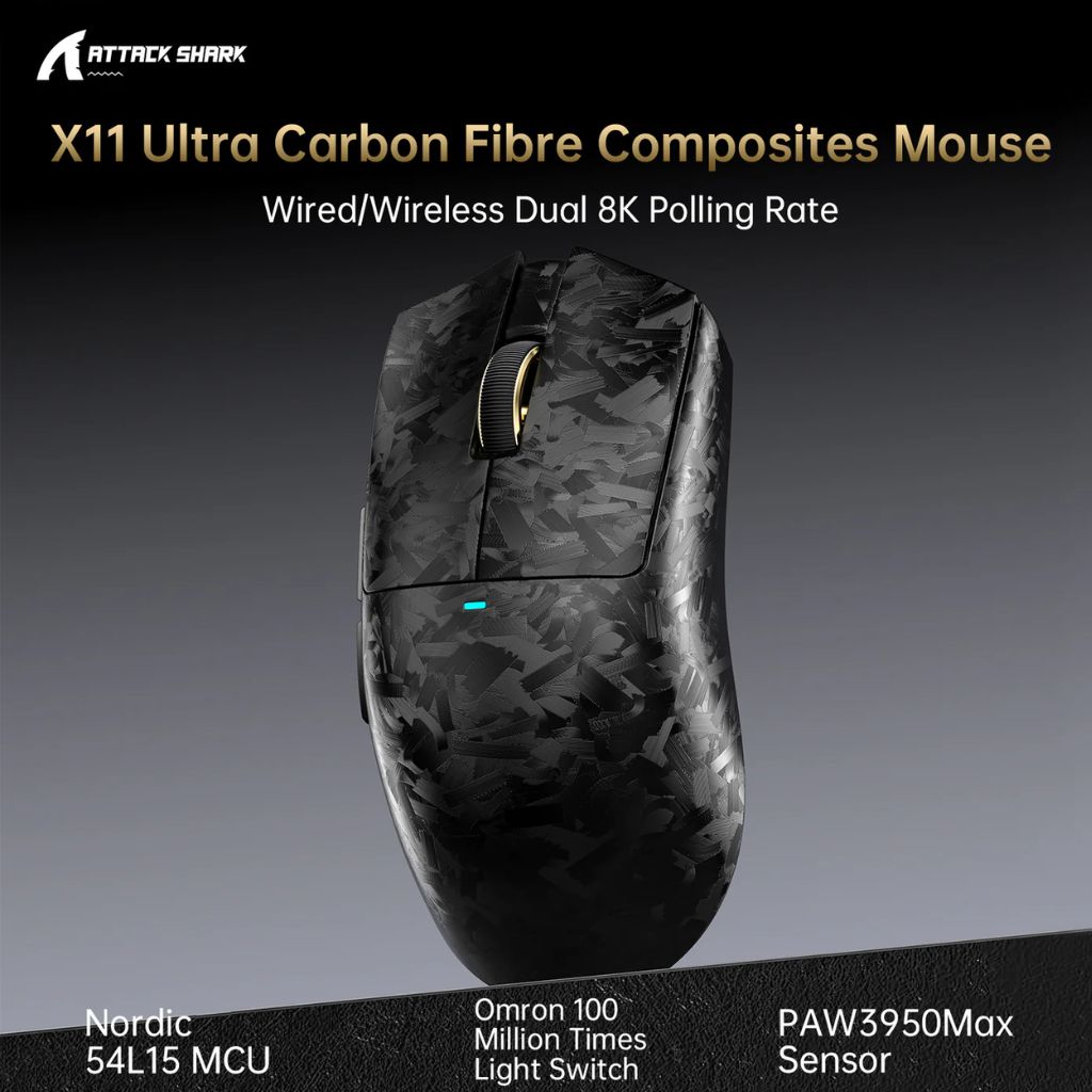 TJM Attack Shark X11 Ultra carbon fiber Wireless - Black