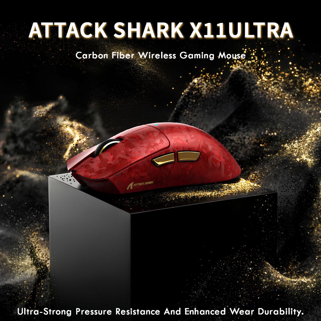 TJM Attack Shark X11 Ultra carbon fiber Wireless - Red