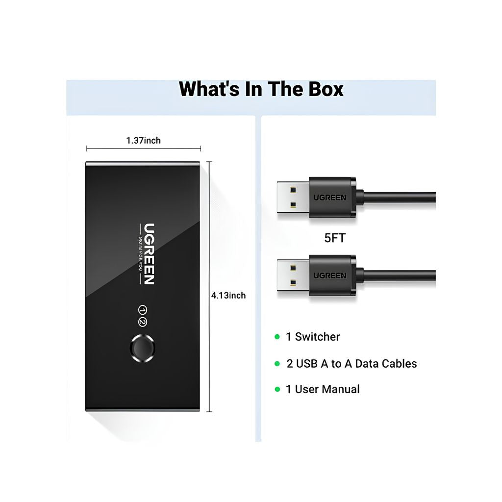 TJM UGREEN UG-30767 USB-A Sharing Switch Box 2×1