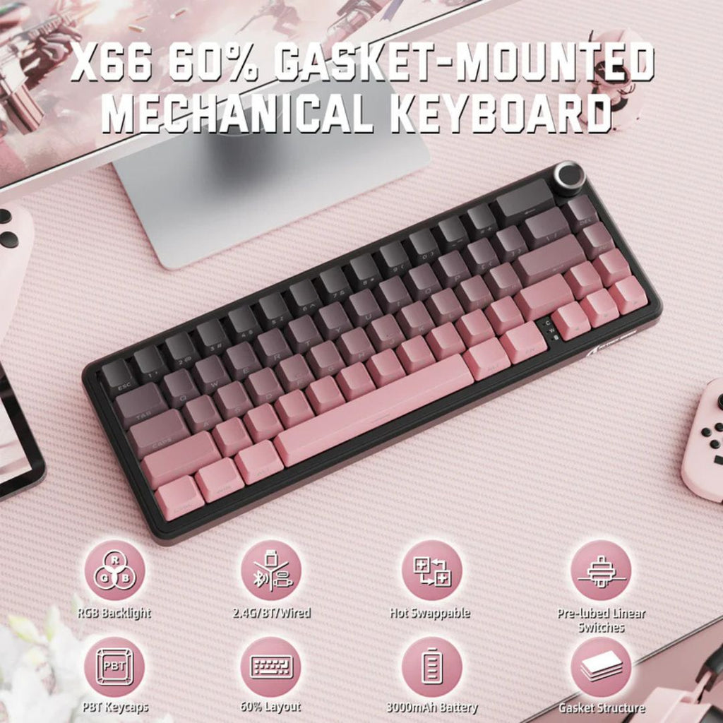 TJM ATTACK SHARK X66 Wireless Mechanical Keyboard - Blackberry