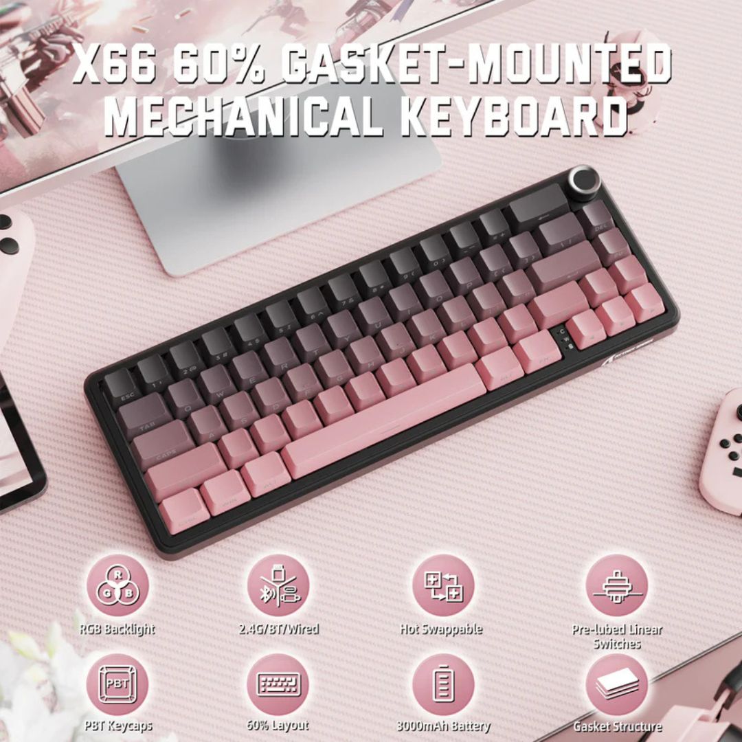 TJM ATTACK SHARK X66 Wireless Mechanical Keyboard - Blackberry