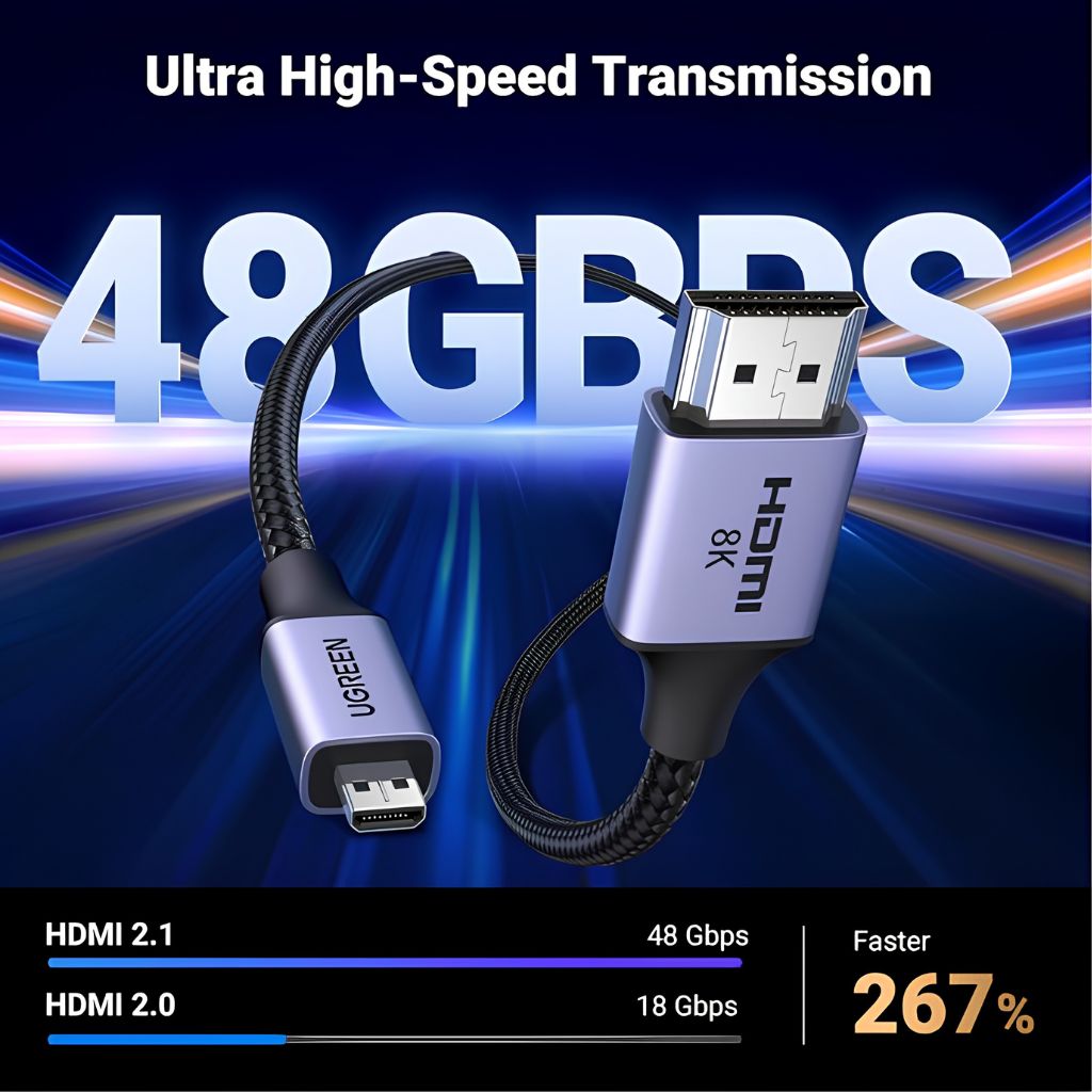 TJM UGREEN 8K@60Hz Micro HDMI to HDMI Cable UG-15517 - 2M