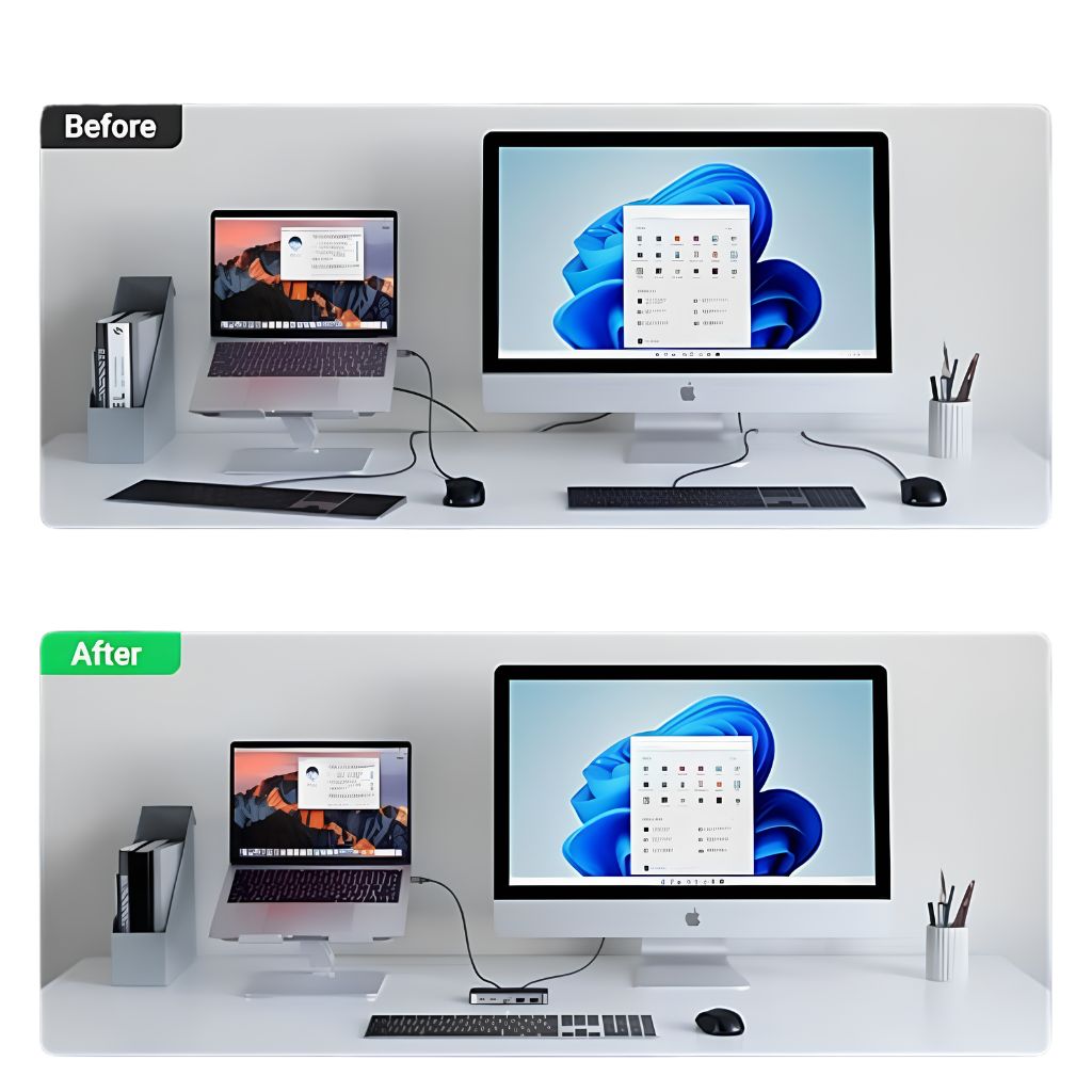 TJM UGREEN UG-25098 USB-C Computer Sharing Switch 2-in-4 Out Hub