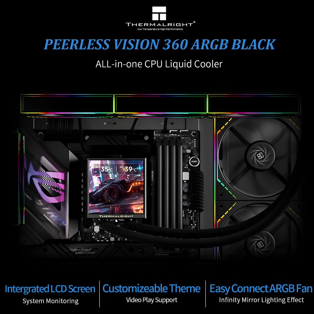 TJM Thermalright Peerless Vision 360 ARGB CPU Cooler - Black