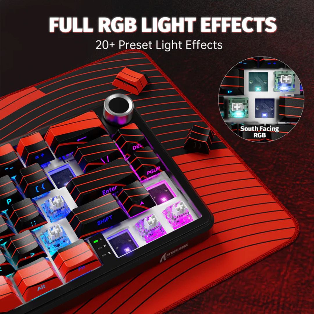TJM ATTACK SHARK X65 PRO Magnetic Keyboard - Red Contours