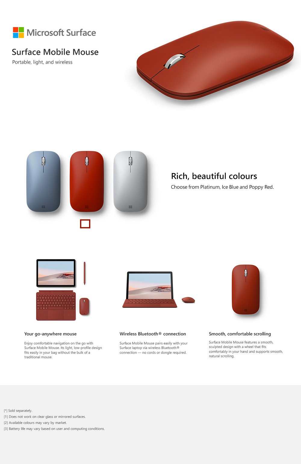 TJM Microsoft Surface KGY-00051 Bluetooth Mouse - Poppy Red