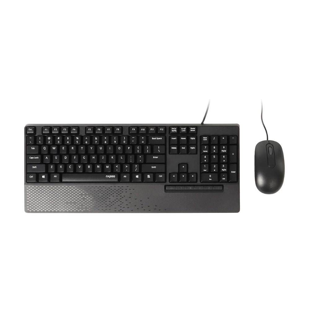 TJM Rapoo NX2000 Wired Keyboard and Mouse Kit - Black