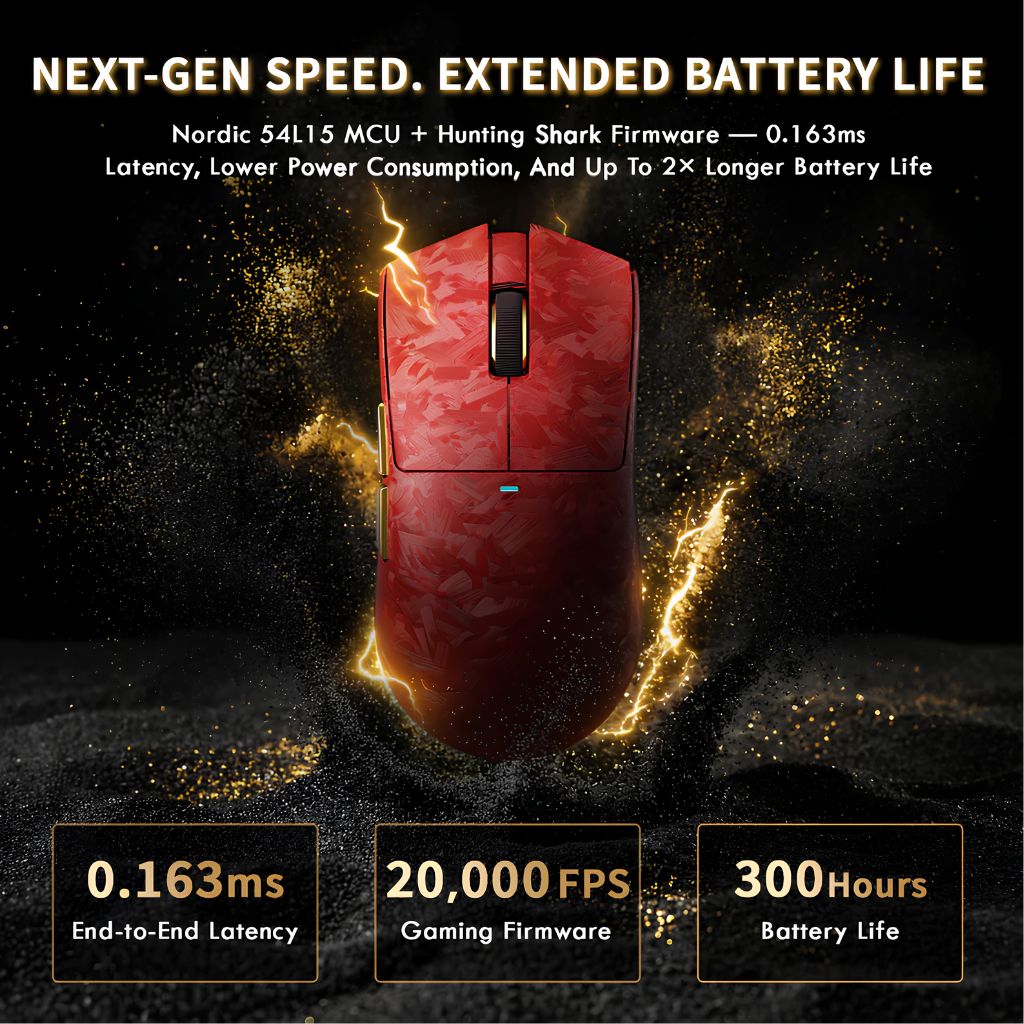 TJM Attack Shark X11 Ultra carbon fiber Wireless - Red