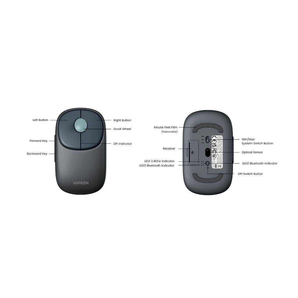 TJM UGREEN MU102 Optical Wireless Mouse - Blue