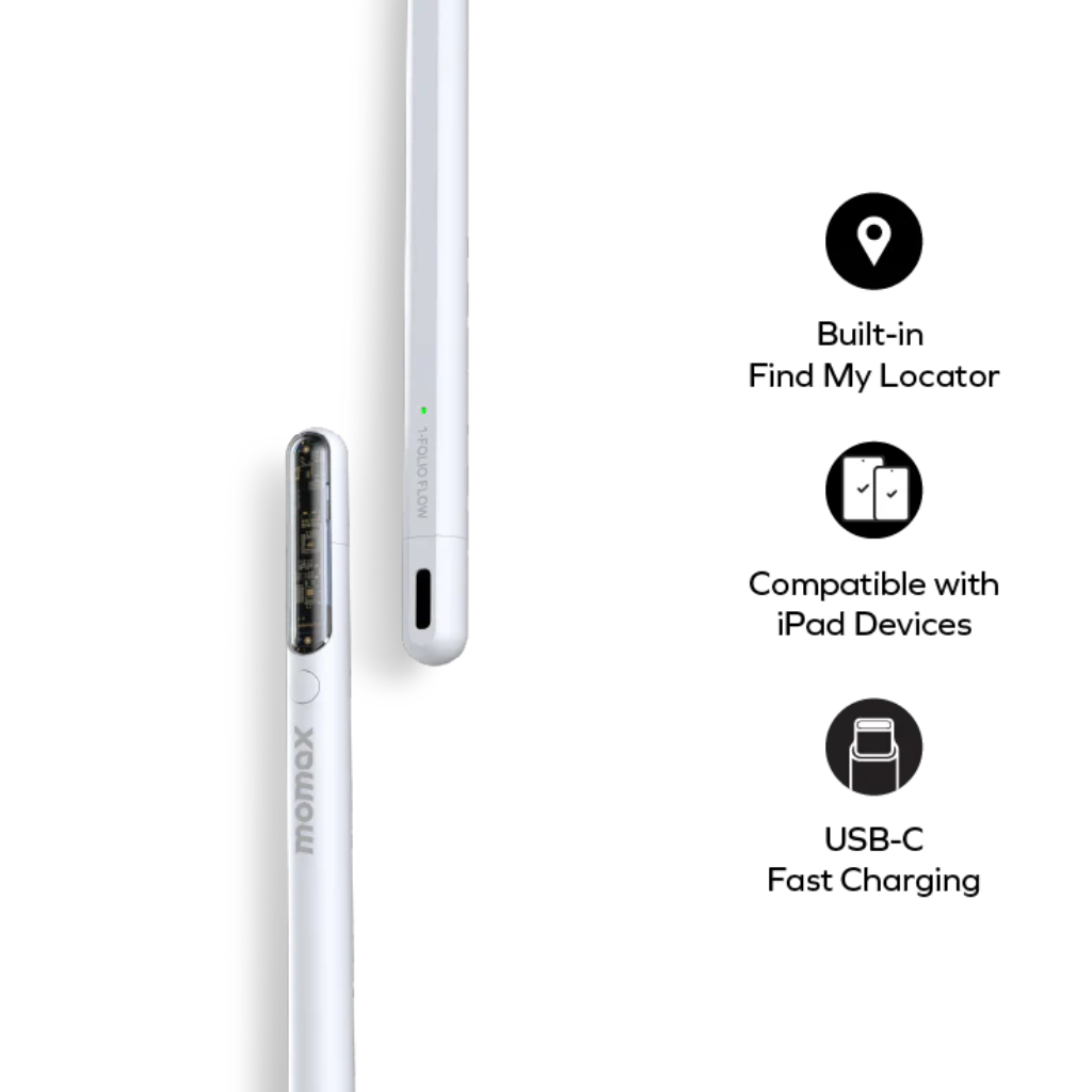 TJM Momax Folio Flow TP11W Find My Active Stylus Pen - White