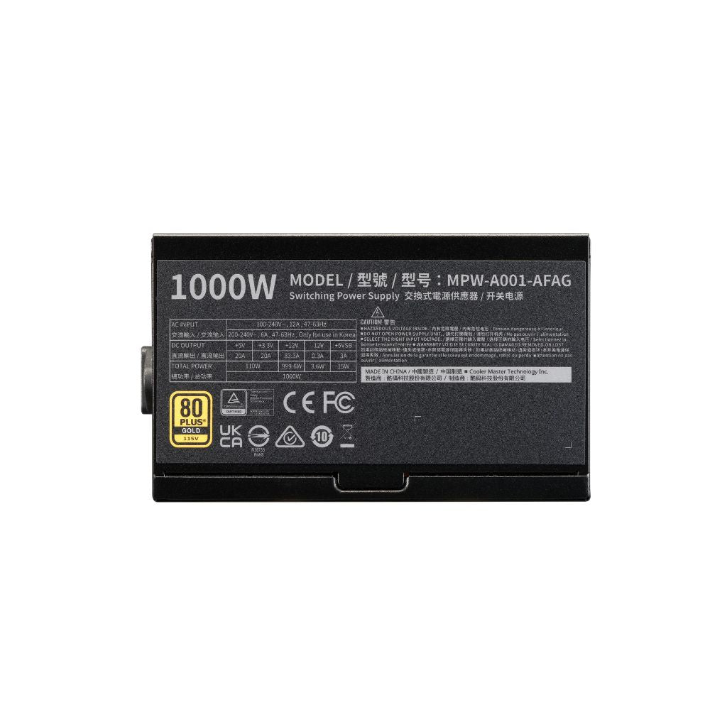 TJM Cooler Master ELITE 1000W 80 Gold Full Modular - Black