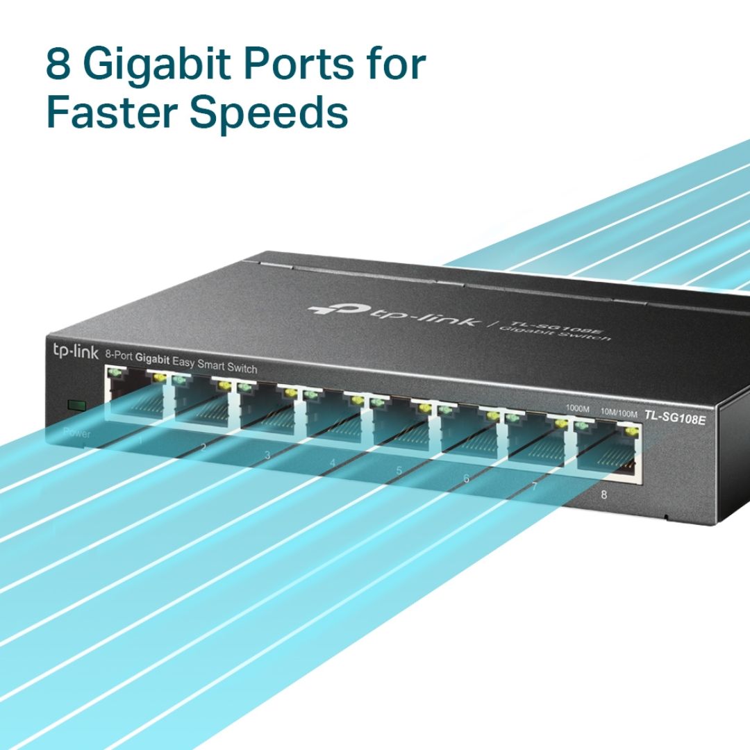 TJM TP-Link TL-SG108E, Gigabit Desktop Switch, 8 Port