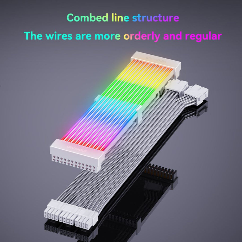 TJM SNOWMAN Sleeved Cover Extension Cable MB & GPU ARGB, 24 Pin + 12+4 Pin 12 VHPWER Kit