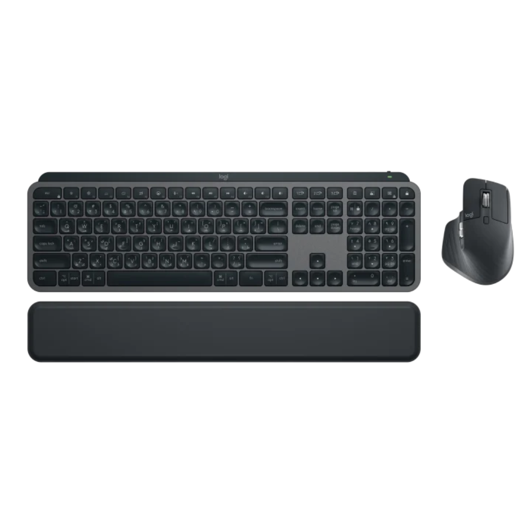 TJM Logitech MX Keys S Combo - Performance Wireless Keyboard & Mouse with Palm Rest