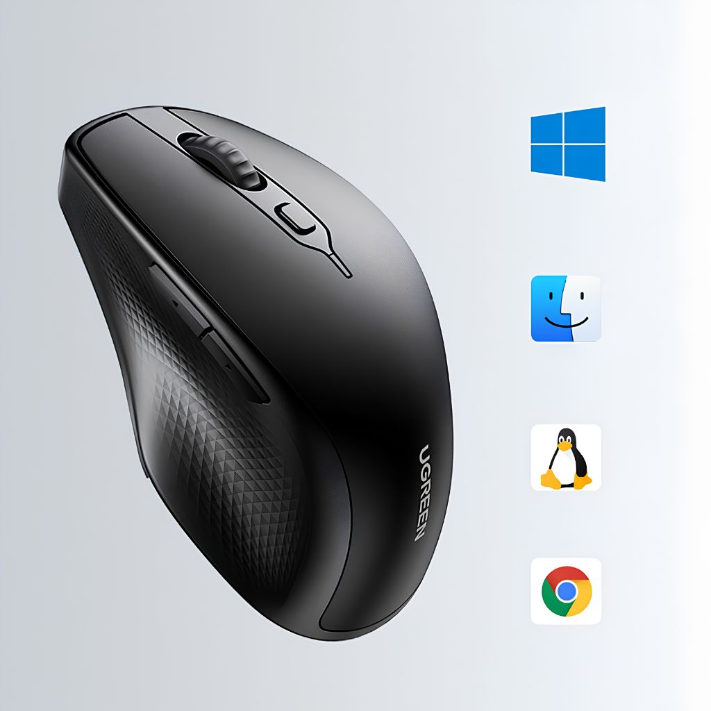 TJM UGREEN MU101 Ergonomic Optical Wireless Mouse - Black