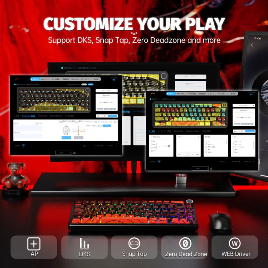 TJM ATTACK SHARK X65 PRO Magnetic Keyboard - Red Contours