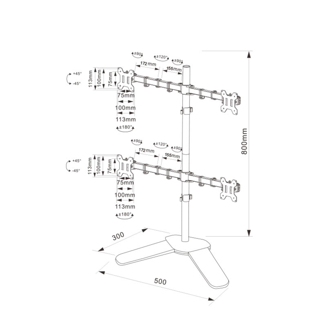 TJM Raptor M044 Monitor Stand Base Desk Mount - 4 Arm