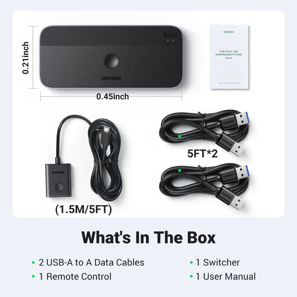 TJM UGREEN UG-15705 USB 3.0 Computer Sharing Switch 2-in-4 Hub