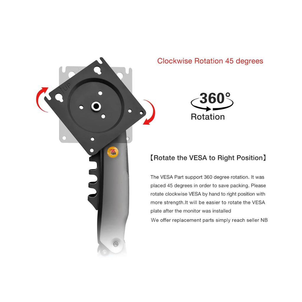 TJM NB F80 Single Monitor Desk Mount Up for 17"-32"