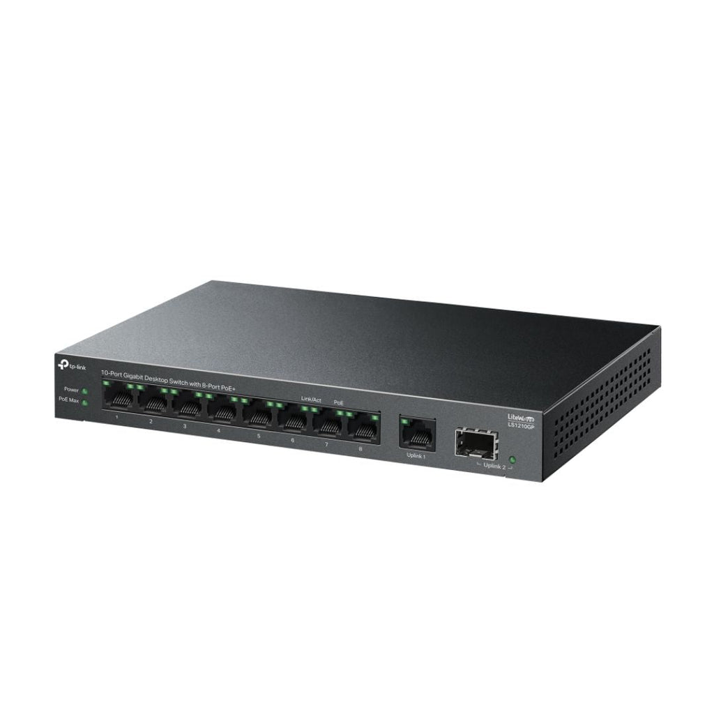 TJM TP-Link LS-1210GP, Gigabit Desktop Switch, 10-Port with 8-Port PoE+