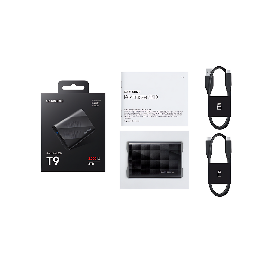 TJM Samsung T9 2TB Portable External SSD, Black