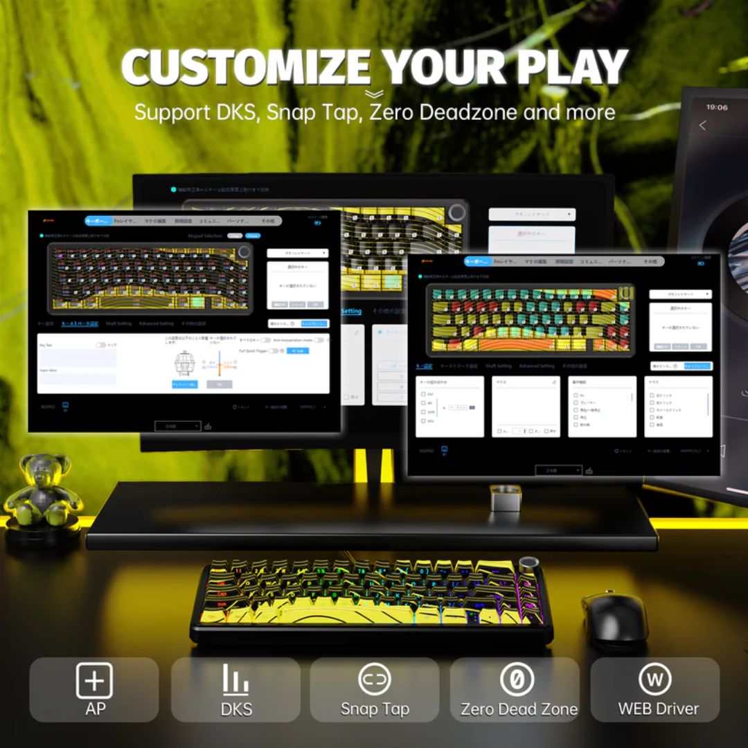 TJM ATTACK SHARK X65 PRO Magnetic Keyboard - Yellow Contours