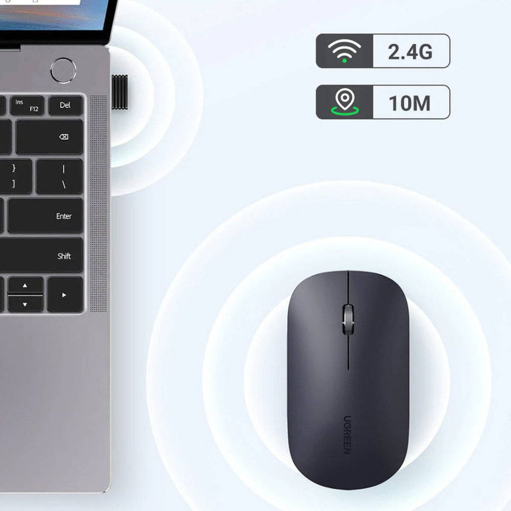 TJM UGREEN MU001 USB Optical Wireless Mouse - Black